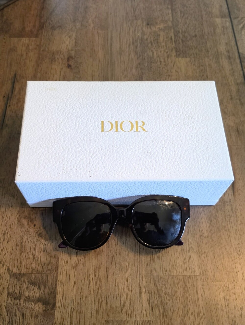 NIB Christian Dior Wildior BU Tortoiseshell Cat Eye Sunglasses Purple Temples - Picture 2 of 15
